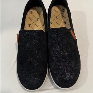 Revere Panama Black Glitter Slip-On Shoes